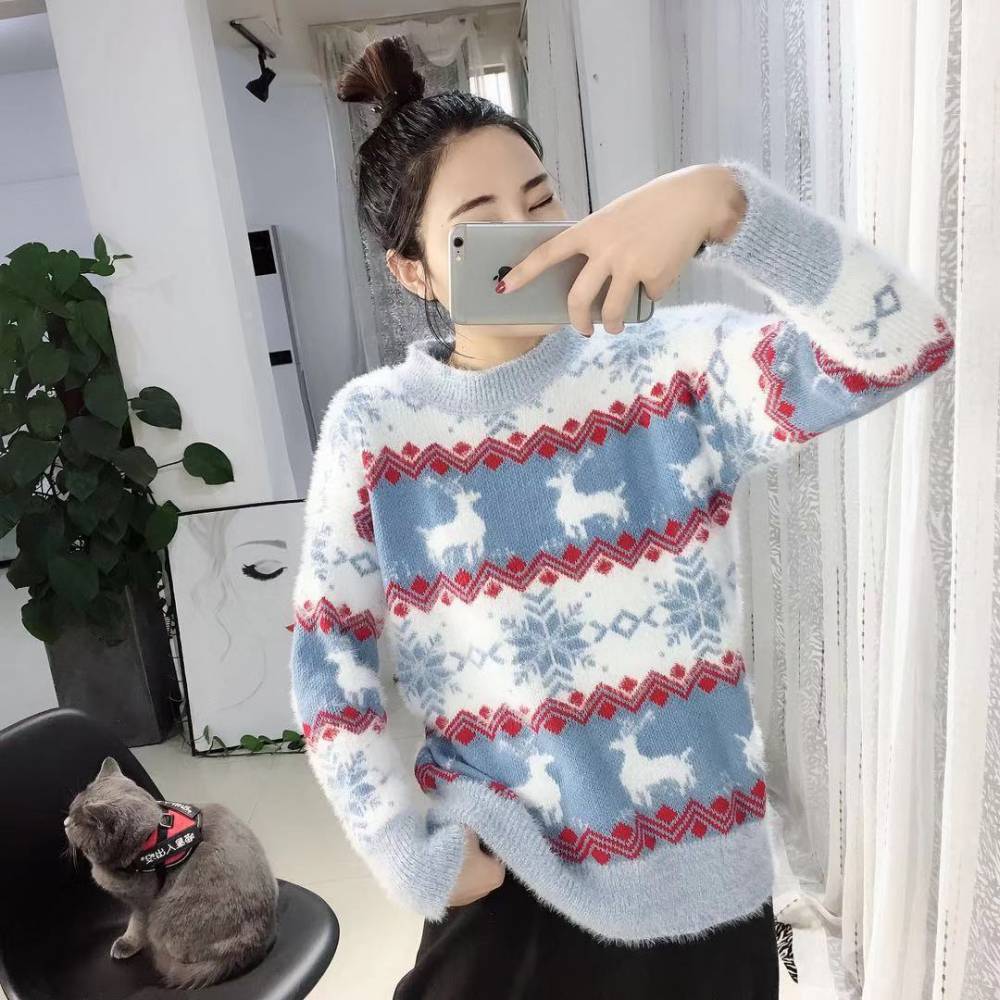 女针织套头羊毛衫深圳义乌小商品批发城冬季韩版新款毛呢