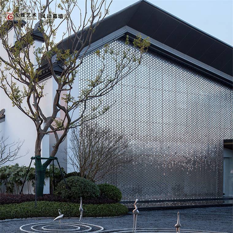 网红时尚外墙风动景墙制作厂施工工艺金属幕墙定制