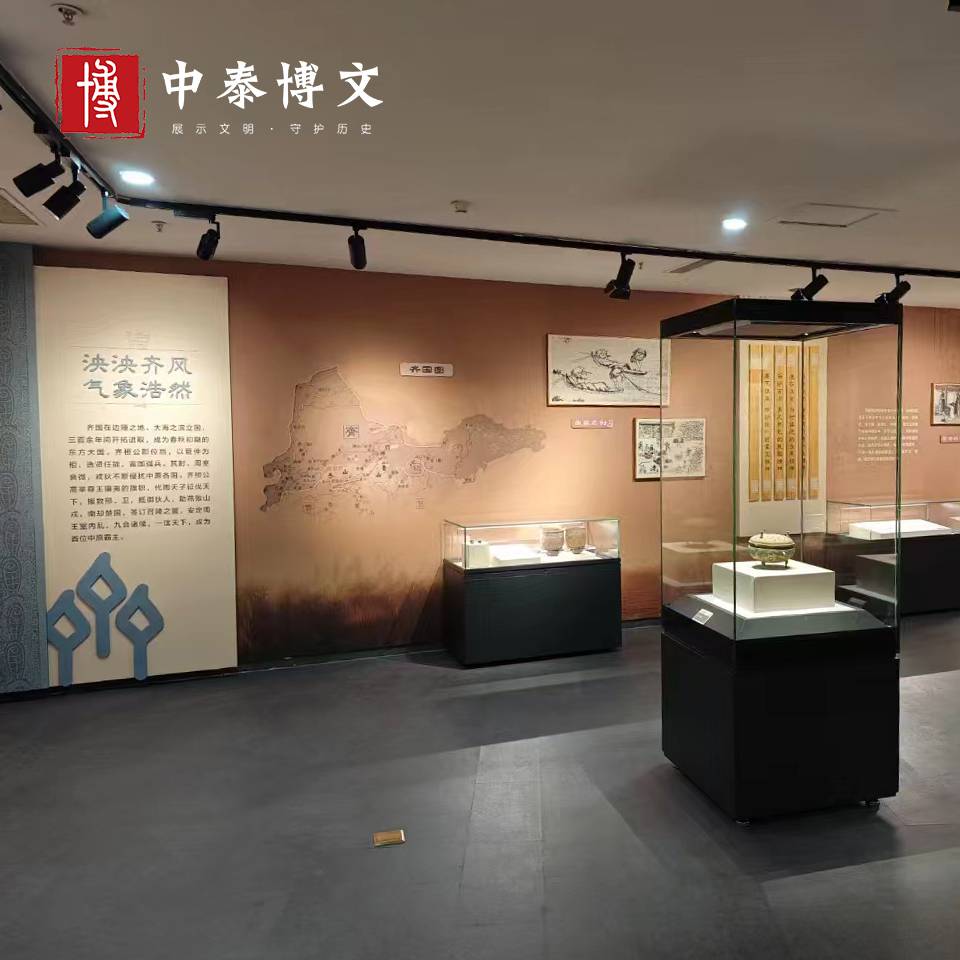 定制博物馆展柜玻璃展示柜 陈列柜珠宝文物瓷器 带灯光液压展览柜