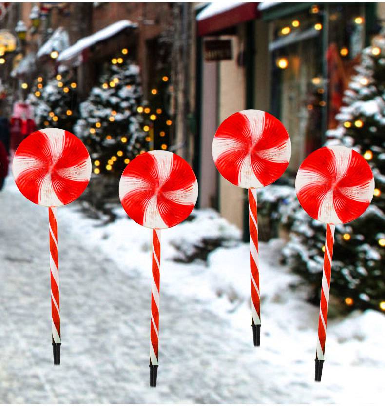太阳能糖果灯户外防水led圣诞节日装饰灯棒棒糖造型地插灯