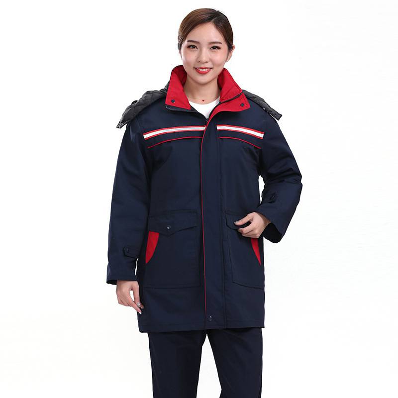 冬季加长款工作服棉衣防寒服可拆卸内胆劳保工装户外棉袄logo绣字