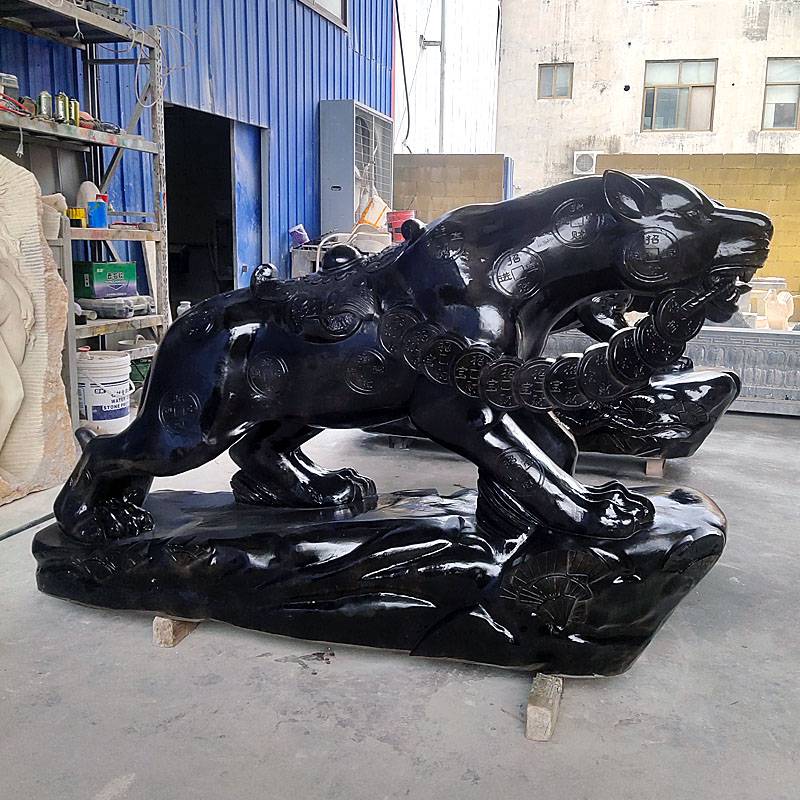 石雕金钱豹青石庭院招财动物雕塑摆件大理石园林景观装饰工艺品