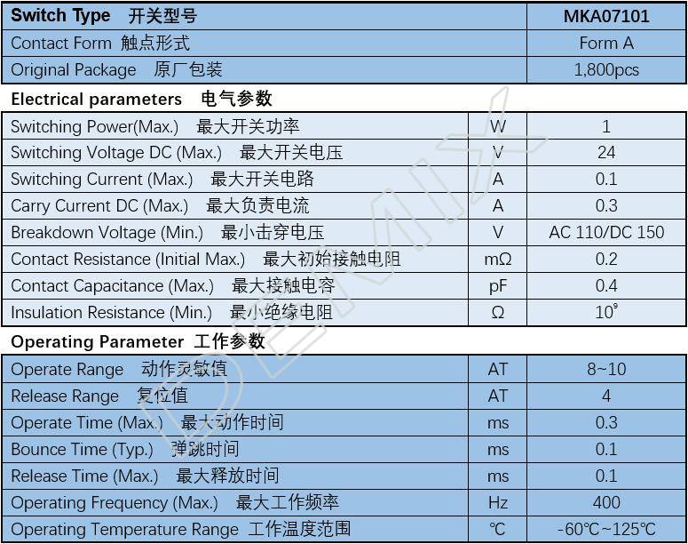俄罗斯rmcip干簧管mka07101at10157mm磁簧开关