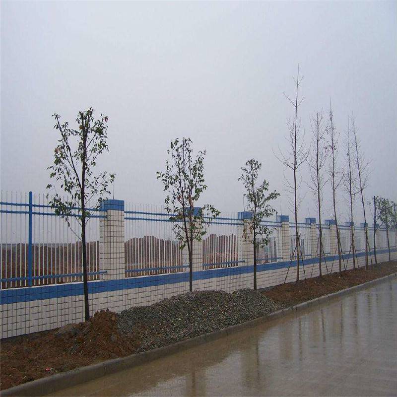 蓝白围墙护栏院墙铁艺护栏组装围墙栏杆