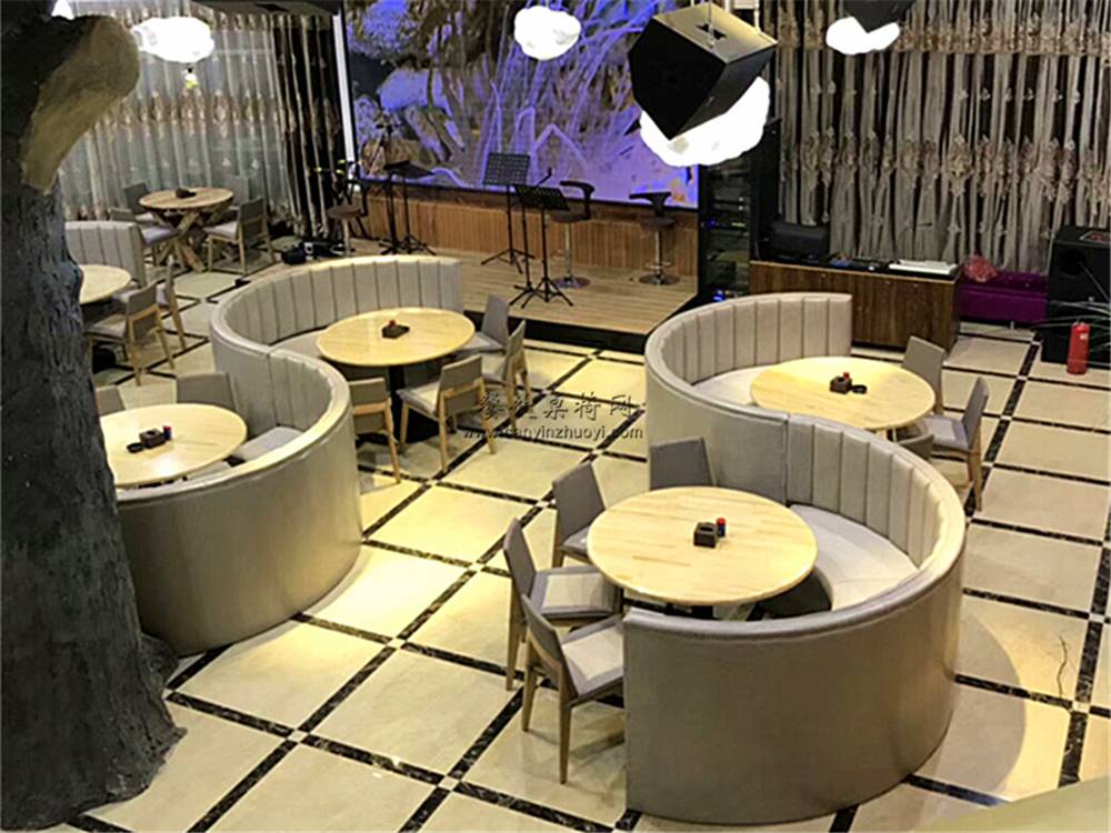 宁德音乐主题餐吧卡座沙发桌子定做s型沙发餐桌椅组合