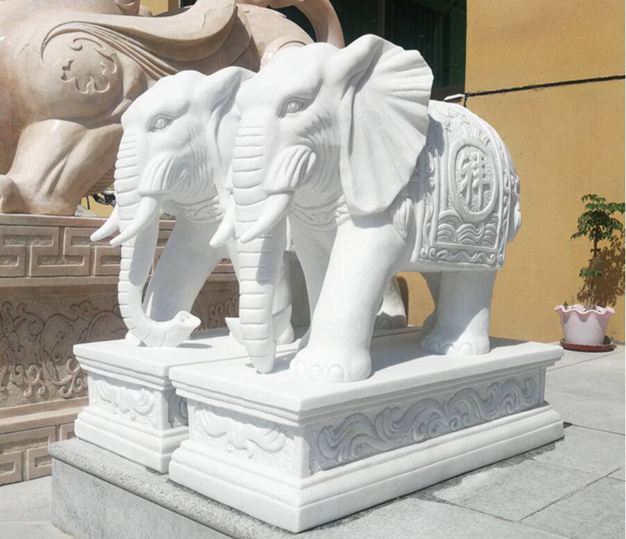 商场门口用石象汉白玉大象镇宅动物雕刻福建石雕大象