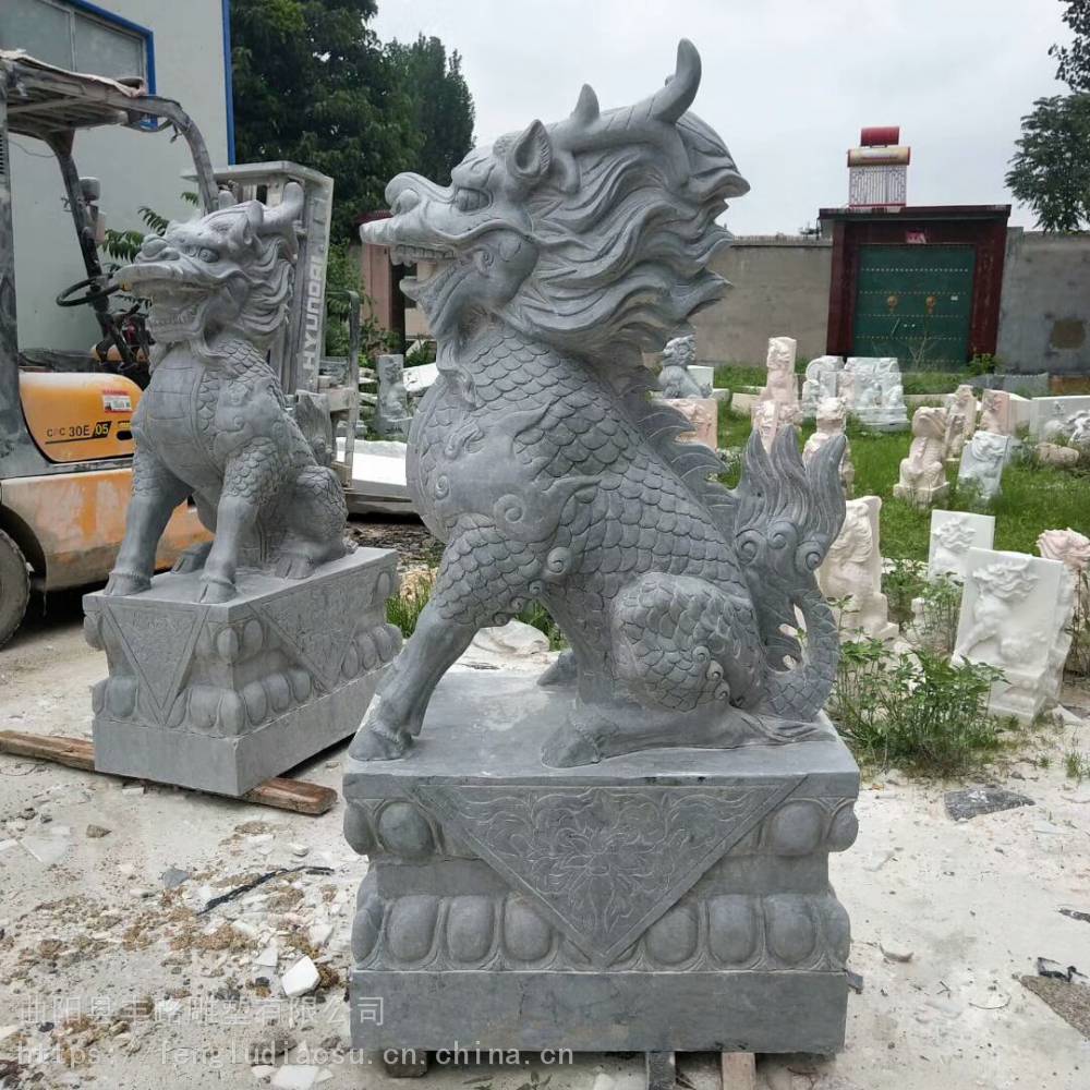 青石麒麟大理石麒麟门口镇宅石麒麟一对