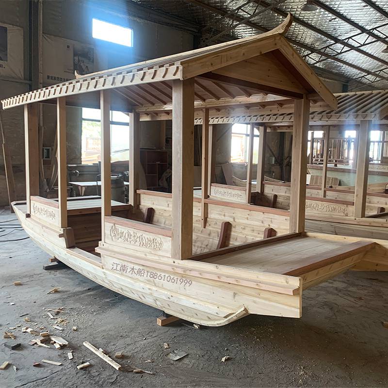 定制水上景观装饰木船道具船真船复古木船画舫船迎亲船图片