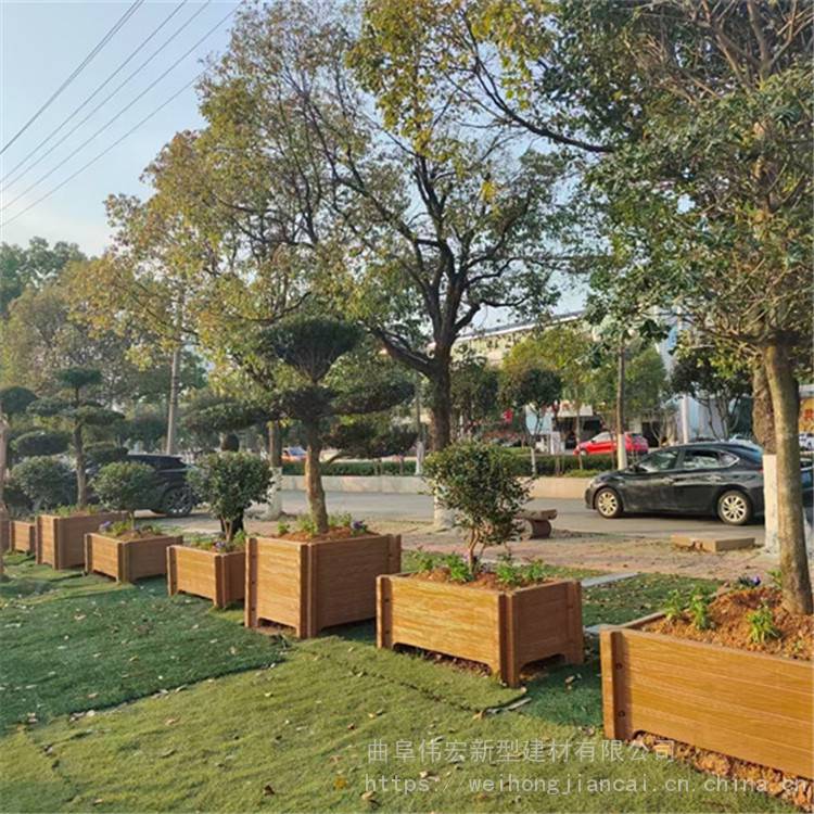 城镇绿化水泥仿木花箱 广场种植摆花花桶 方形园林景观花池