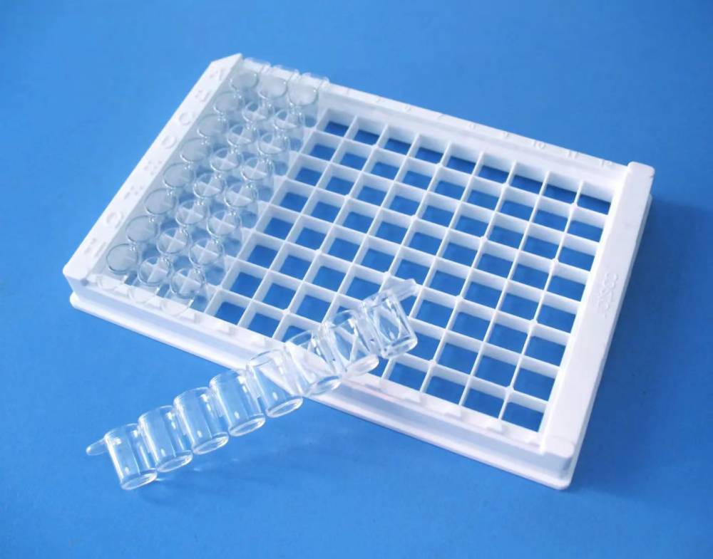 kaaobio酶标板 透明 可拆卸8孔条,白色框架