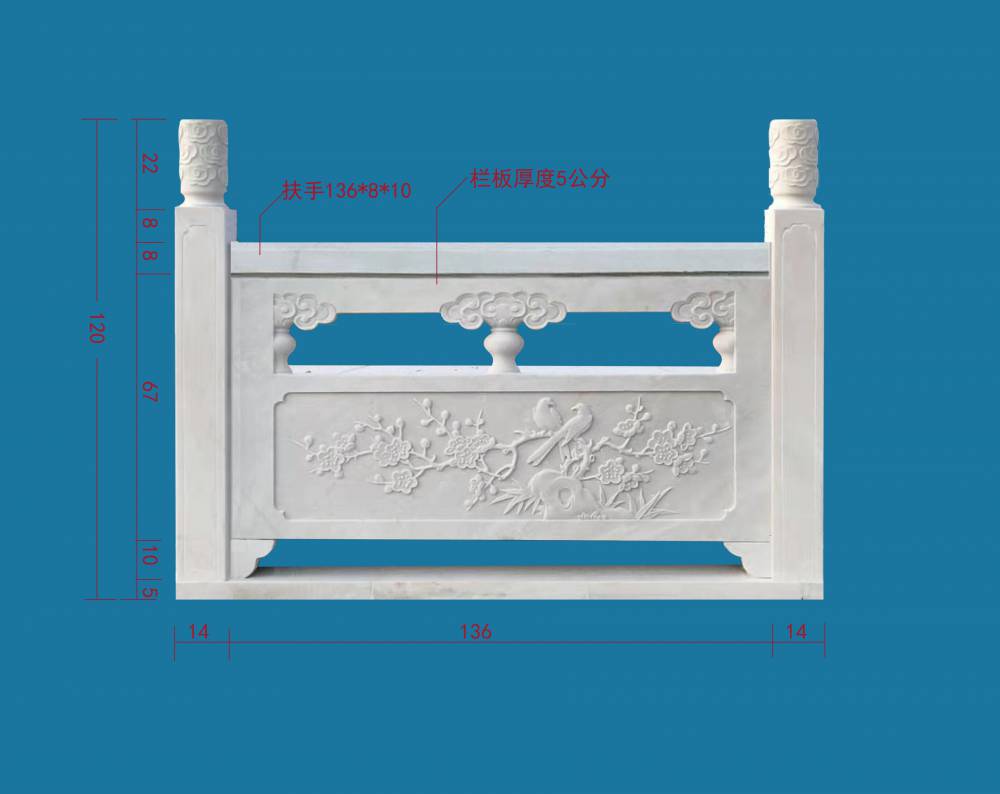 石栏杆常规尺寸石材栏杆设计定制厂家