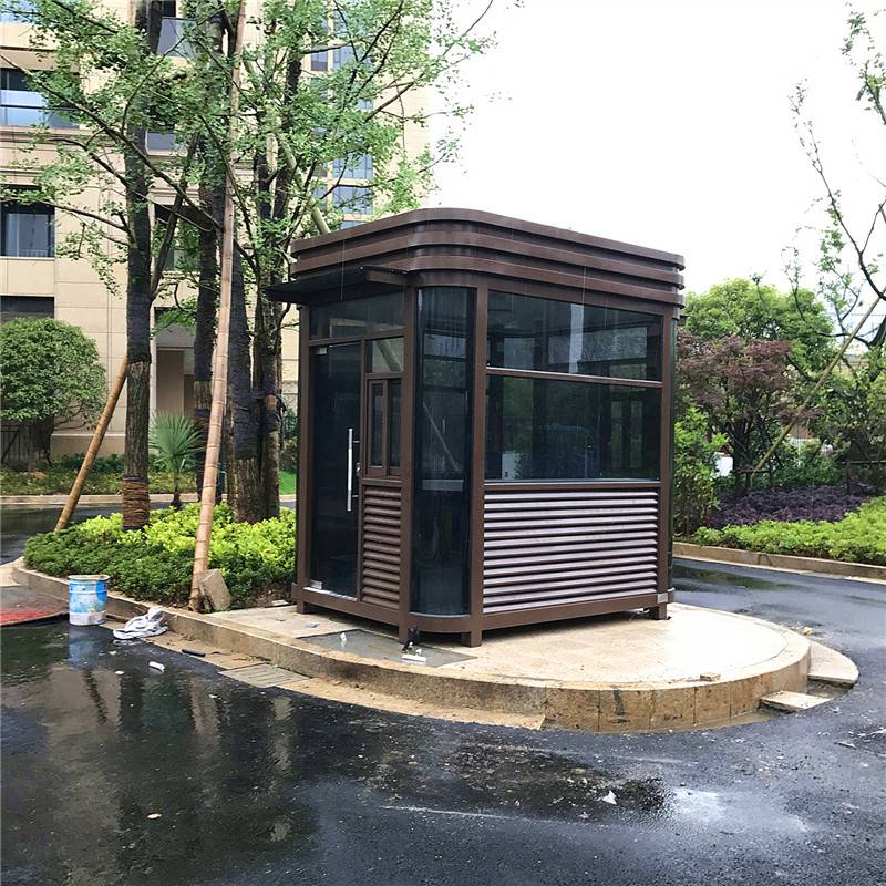 小区门卫室岗厂家订做物业不锈钢钢结构门卫值班收费移动岗亭