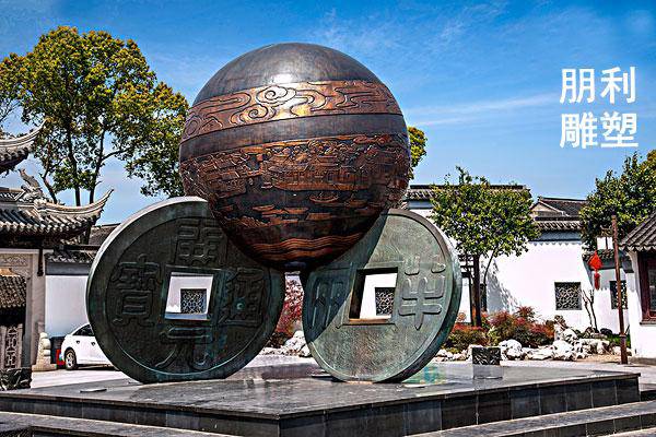 立体铜钱币雕塑制作钱币编织雕塑构件铜钱币雕塑