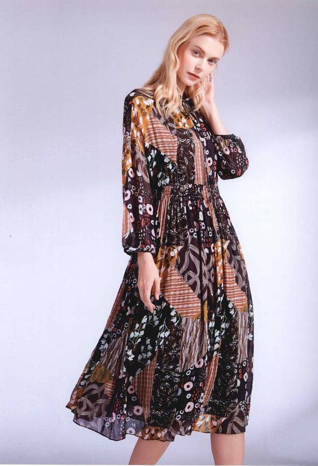 丝麻提花连衣裙谷度天丝麻布料亚麻中国风休闲女装批发