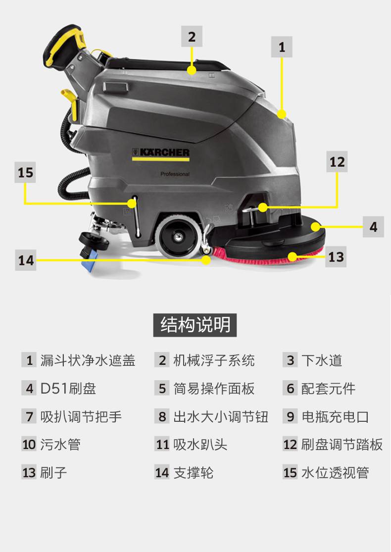 德国karcher凯驰卡赫bd5050电动手推式洗地机多功能