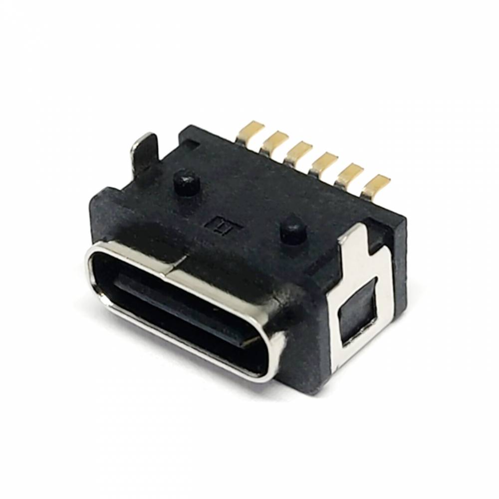 防水8级usbtypec母座两脚插板6pin充电功能ip68防水带定位柱