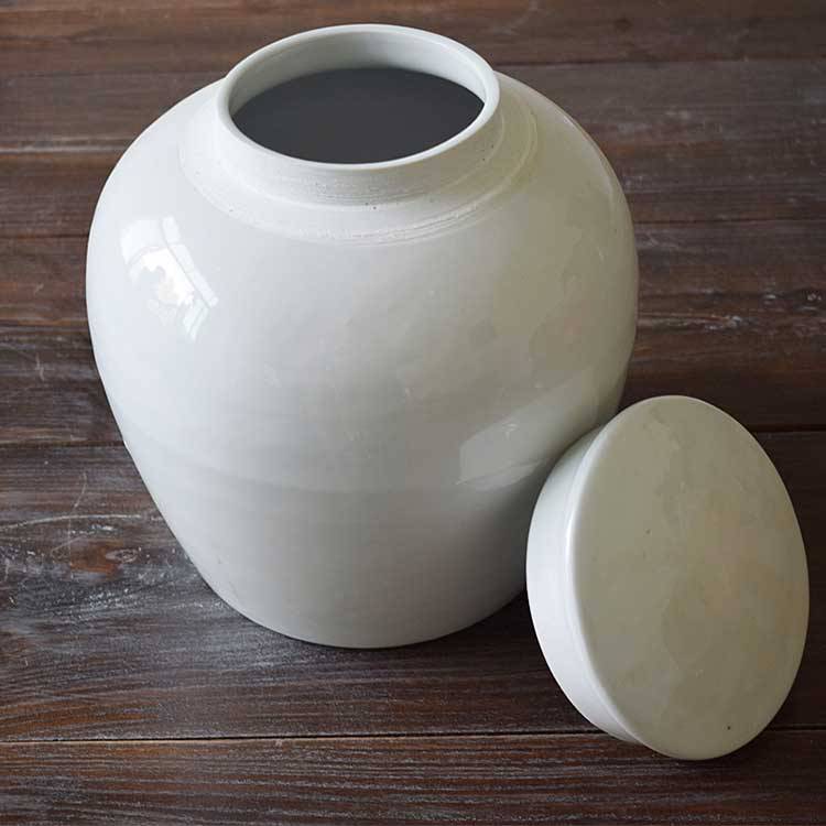 景德镇陶瓷器圆形骨灰盒带盖大中小号捡骨坛殡葬拣骨罐迁坟用品