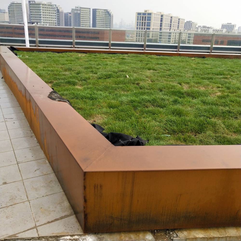 09cupcrnia耐候钢红锈钢板树池花池制作工程焊接安装成型表面做锈