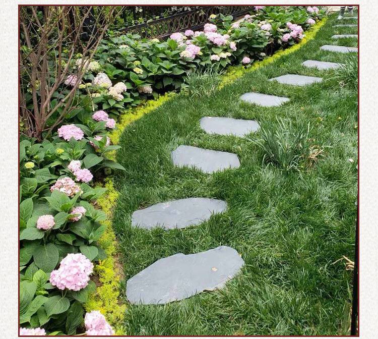 四川天然青石板板汀步石不规则汀步石户外花园垫脚石复古防滑公园脚踏