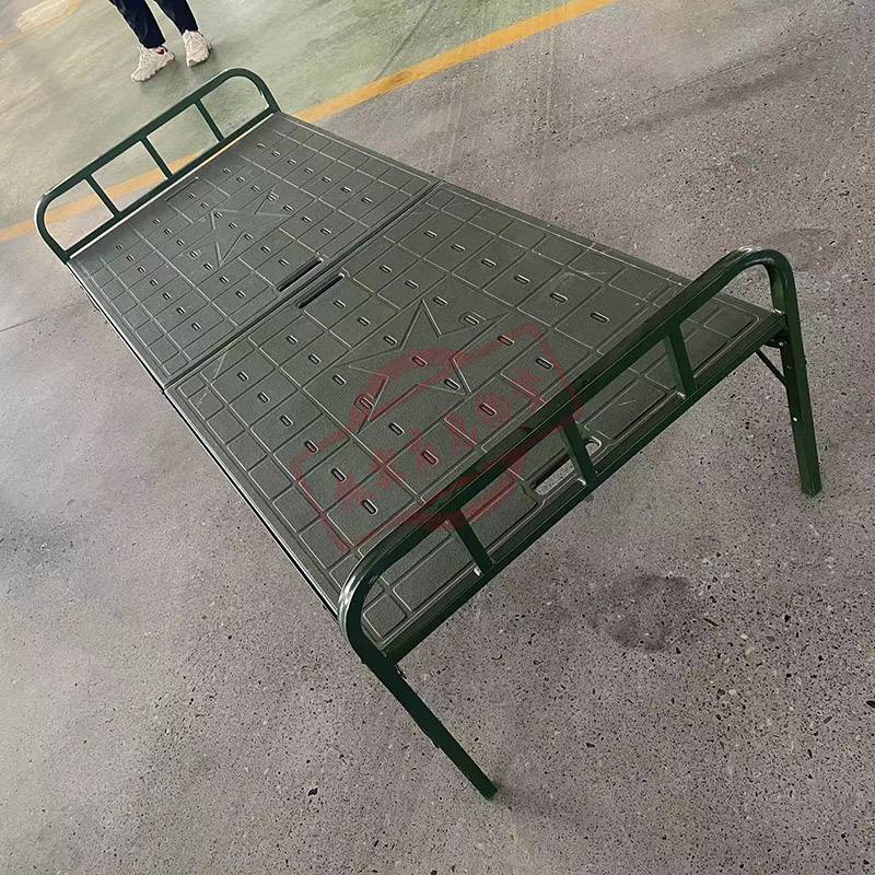 铝合金户外单人两折床野外单双人钢塑折叠床便携户外折叠训练床