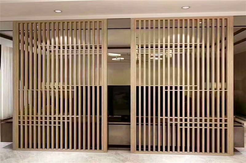 售楼部折叠铝屏风隔断滑轮山形透光铝屏风格栅