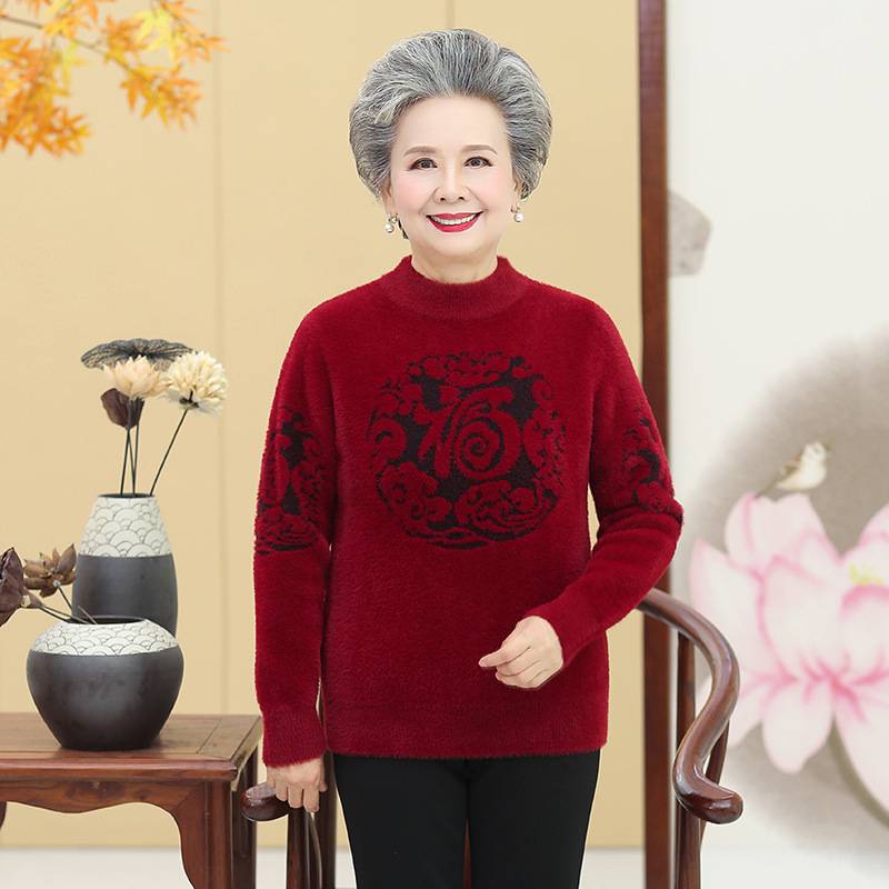 儿童服装批发网宽松保暖毛衣上衣妈妈时尚洋气中老年妈妈女一手货源***