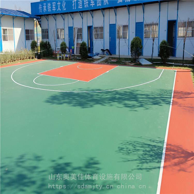 塑胶篮球场 标准室外篮球场造价 环保硅PU篮球场定制