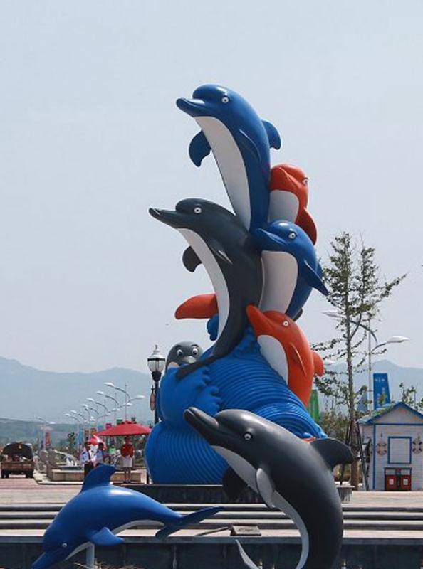 海豚摆件雕塑厂家 海豚摆件雕塑价格 海豚摆件雕塑效果图 玻璃钢材质
