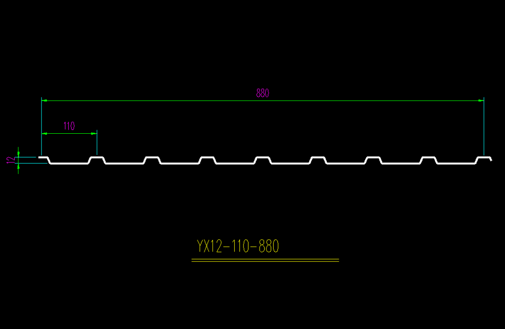 辉睿YX12-110-880彩钢压型板 墙面 0.9mm厚 Q235B 可来料加工