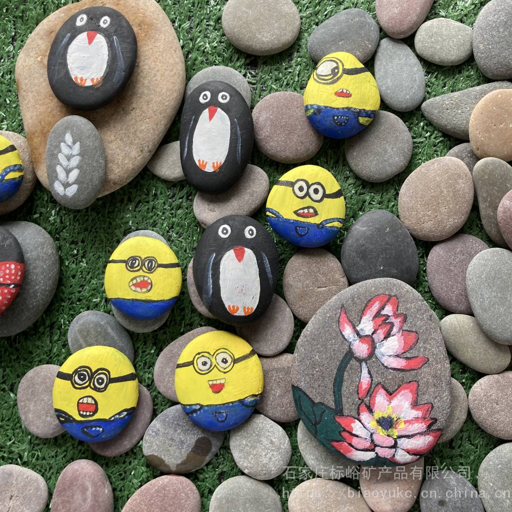 儿童手绘扁平椭圆鹅卵石人工挑拣画画片石美术绘画石头diy定制
