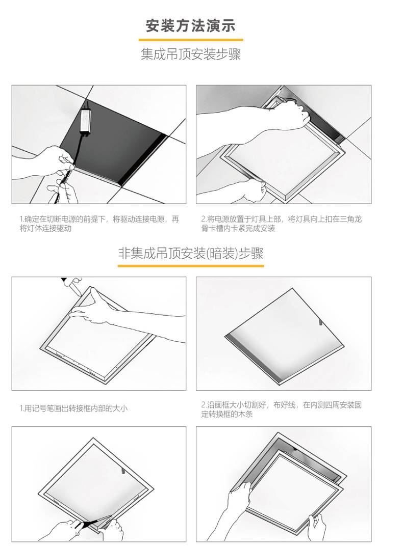 嵌入式led灯具安装图解图片