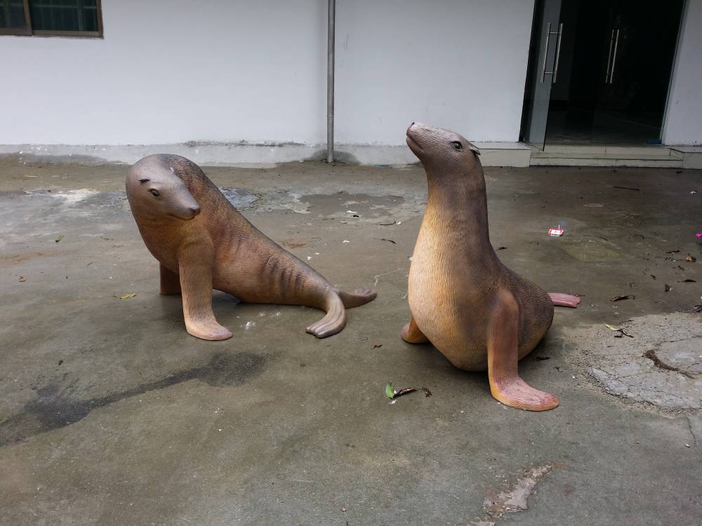 海狮玻璃钢雕塑工艺品广场酒店海洋主题摆件玻璃钢海豹景观软装饰品