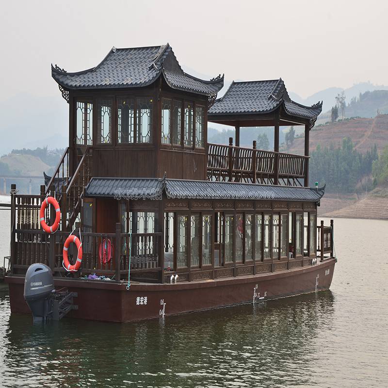 销售双层仿古画舫船 江西新余20人豪华旅游船 拍电影仿古船木船