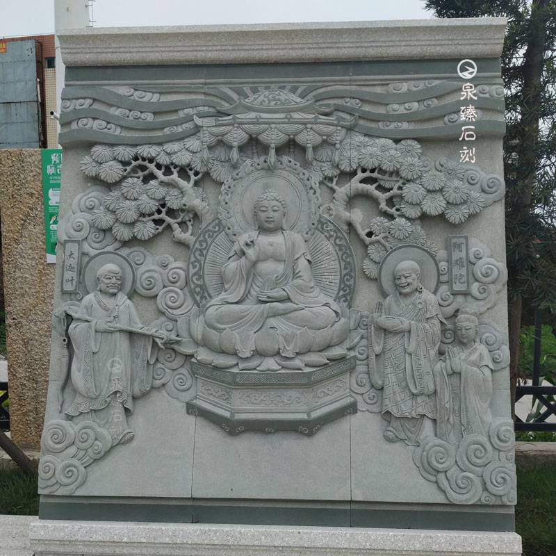 寺院大殿三宝佛浮雕加工三世佛石材浮雕佛像浮雕定制