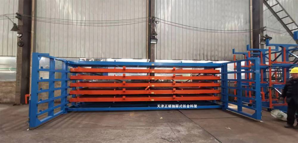 放不锈钢板的手摇抽屉式货架