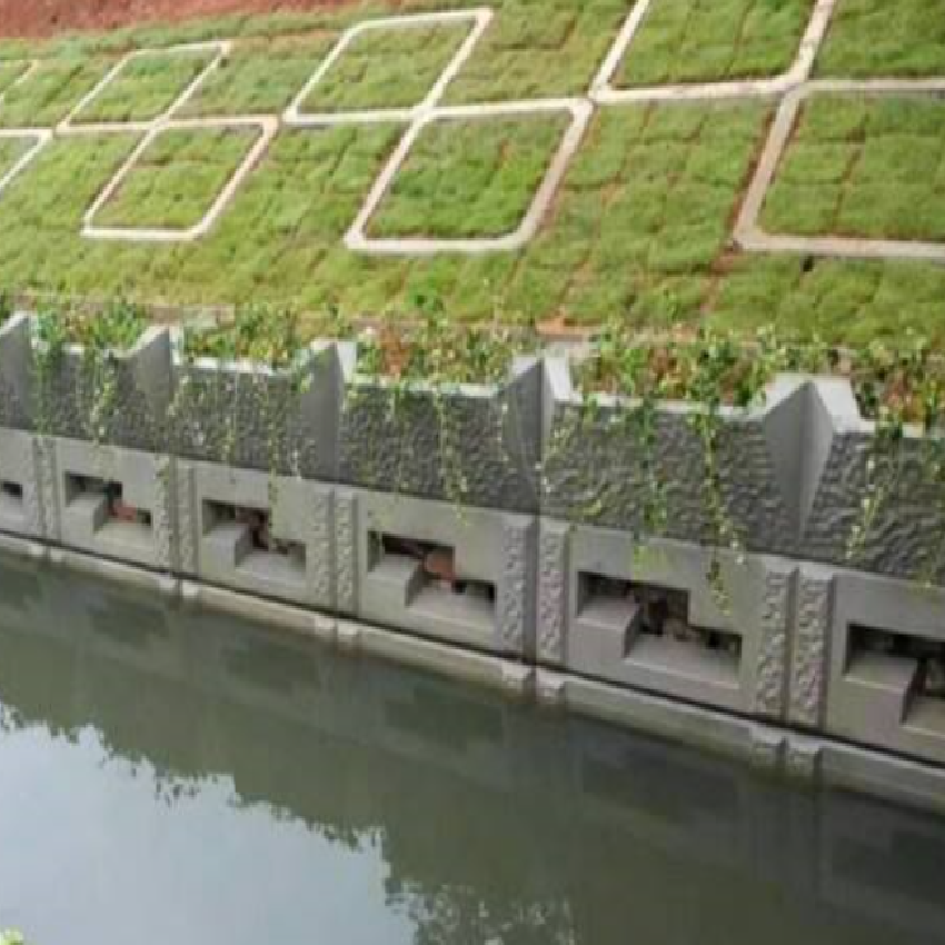 混凝土生态护坡生态框格生态砌块挡土墙同华建材预制美化环境