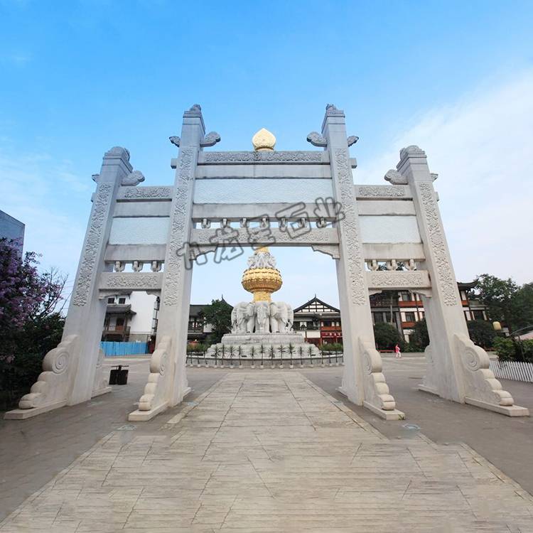 景区寺院简约石牌坊石头牌坊农村入口牌坊定做厂家