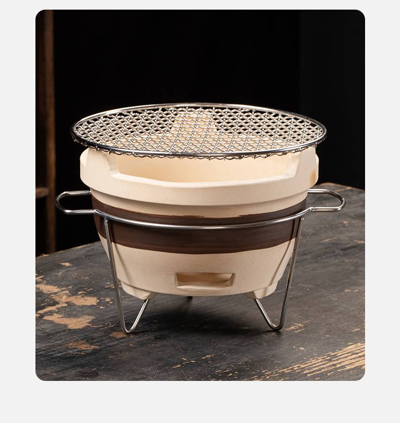 户外野营木炭烧烤炉围炉煮茶露营烤茶炉庭院老式砂锅烤肉陶土炉