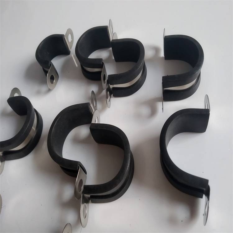 供应铁镀锌骑马卡扣u型半包胶不锈钢线夹20电缆卡箍钣金件