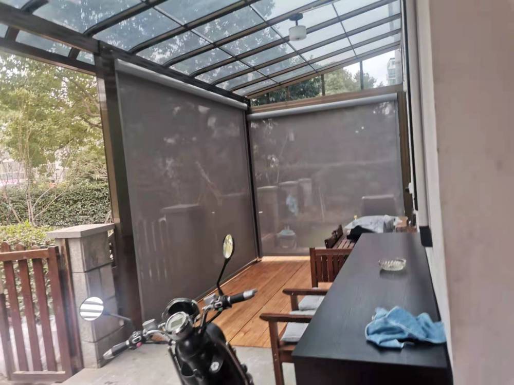 电动挡雨防风卷帘 室外庭院隔热遮阳帘 开放阳台窗帘防晒帘 手动防风帘
