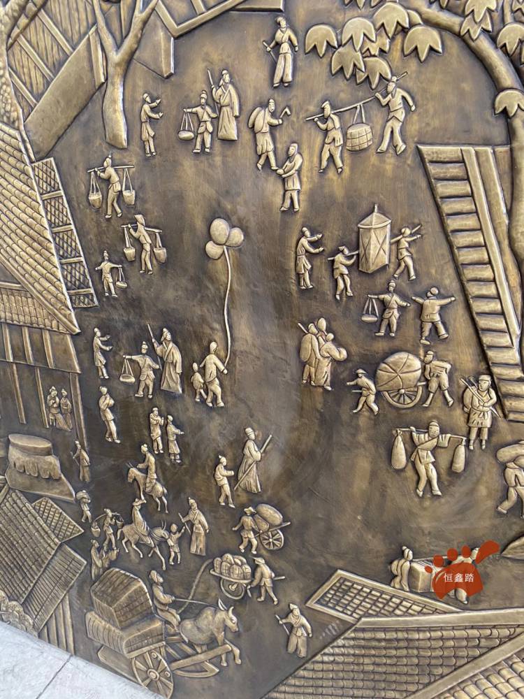 手工锻造纯铜壁画清明上河图壁画立体浮雕背景墙壁画