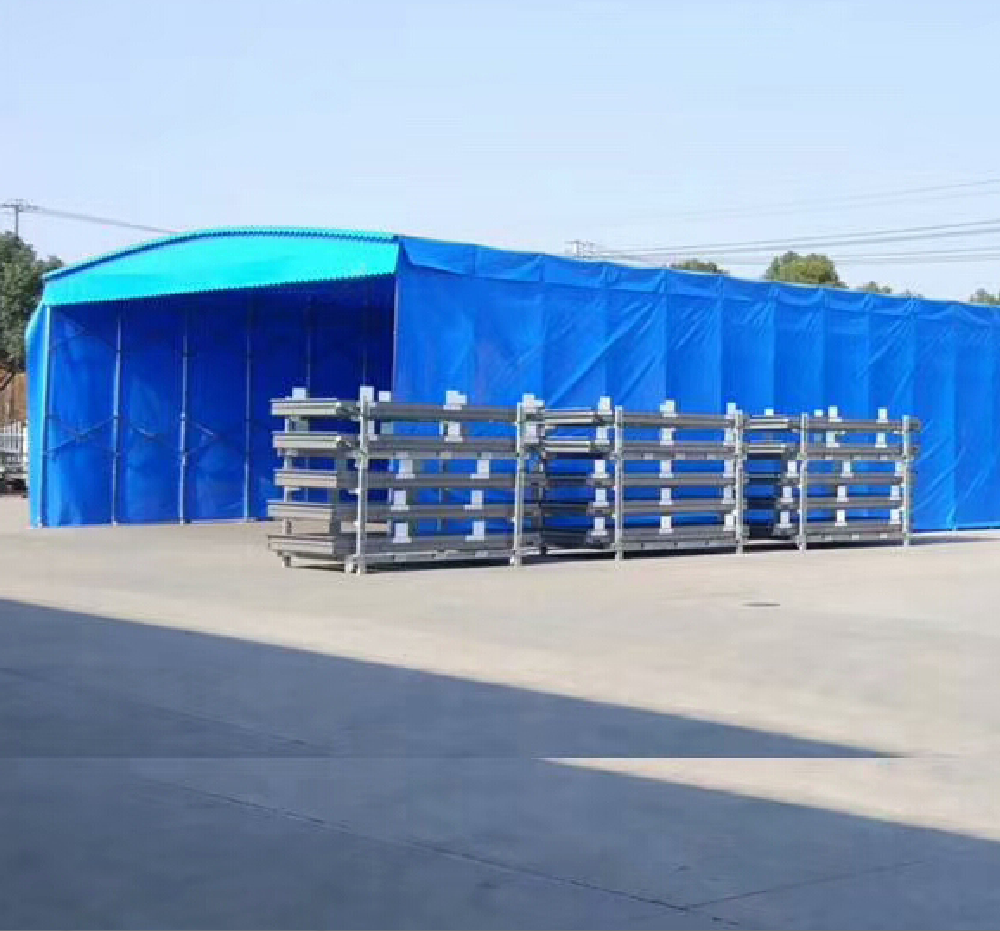 电动推拉篷遥控移动推拉帐篷工厂过道自动折叠雨棚电动推拉雨棚图片