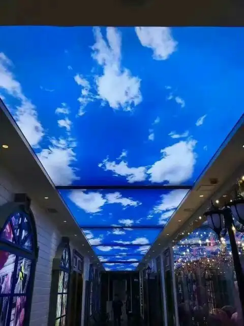 星空顶怎么做的蓝天白云吊顶材料临沂软膜天花防火
