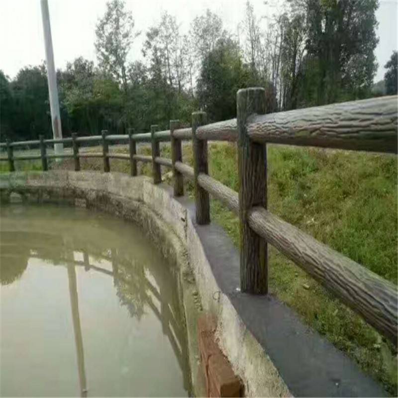 加工定做树皮f型栏杆护栏池塘仿木栏杆钢筋混凝土栏杆