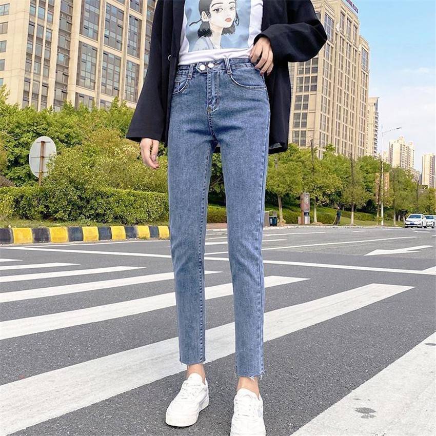 甘肃嘉峪关韩版大码乱麻九分裤广州沙河服装批发市场牛仔长裤女2021夏季