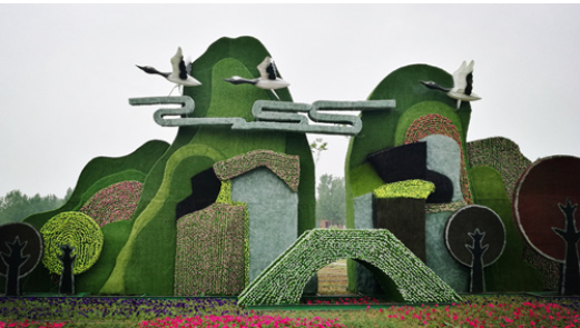 大型户外仿真立体春节福字喜庆绿雕喜迎春节主题