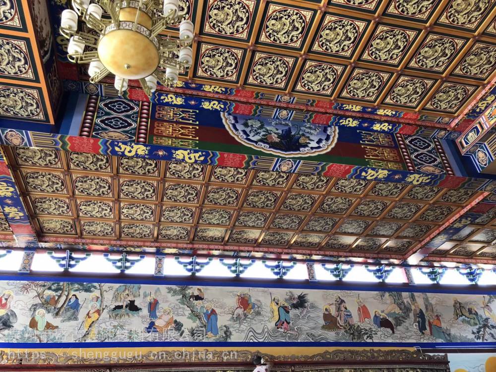古建筑寺院吊顶佛堂道教庙宇大殿室内天花板设计双龙戏珠