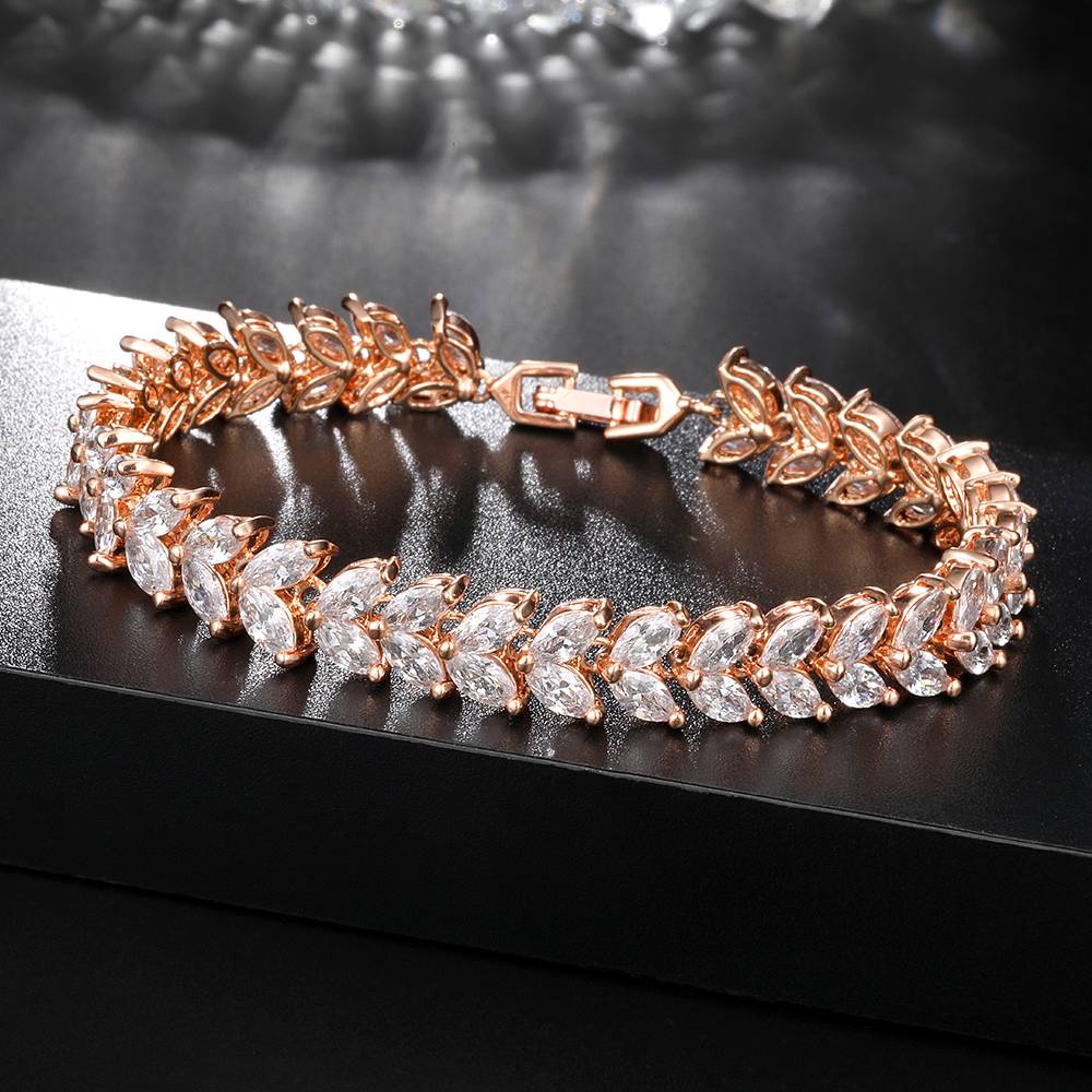 卡诗曼跨境欧美玫瑰金节节高女士手链黄锆石饰品