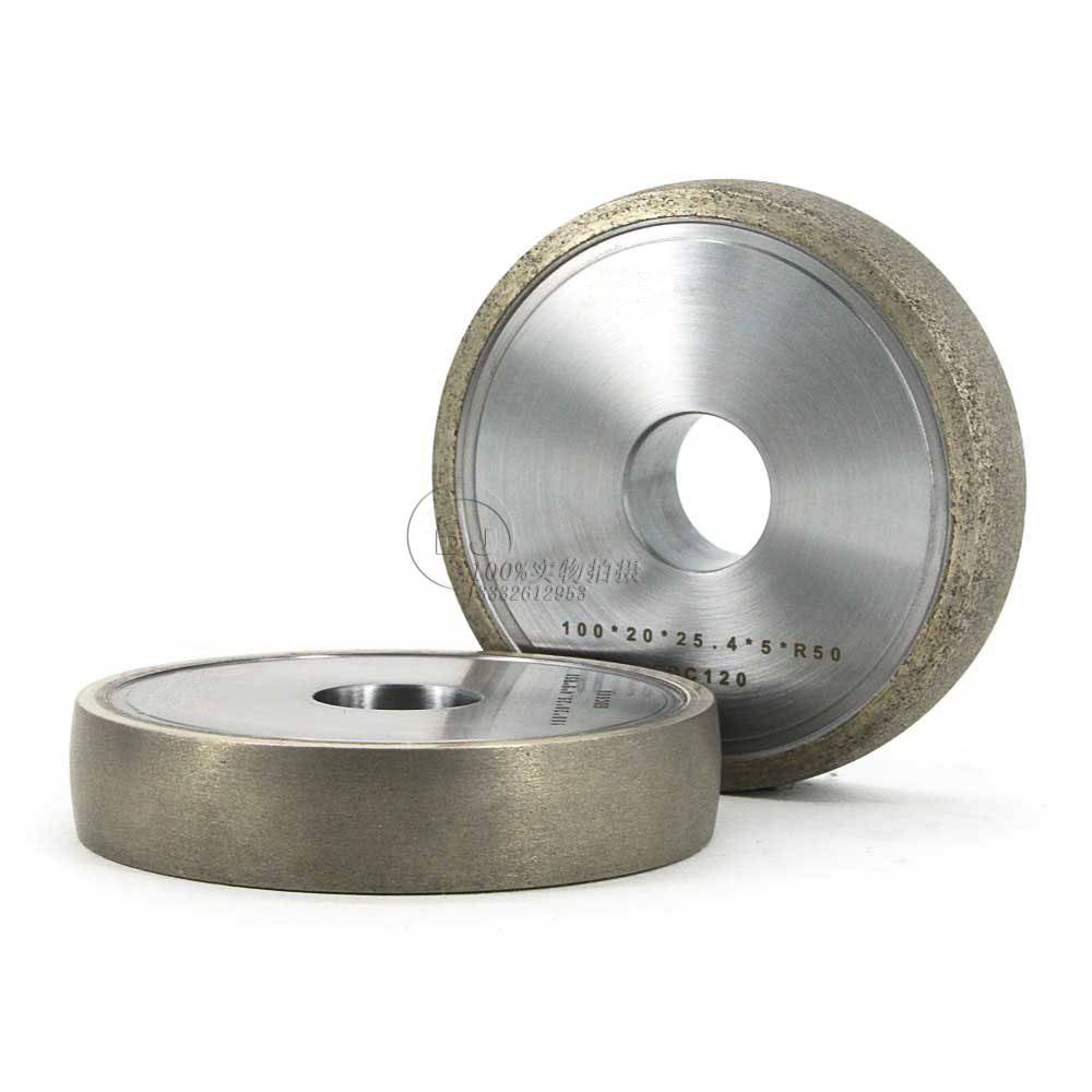 订做金属结合剂平行带弧金刚石砂轮 玻璃圆边用青铜烧结磨轮100mm R50