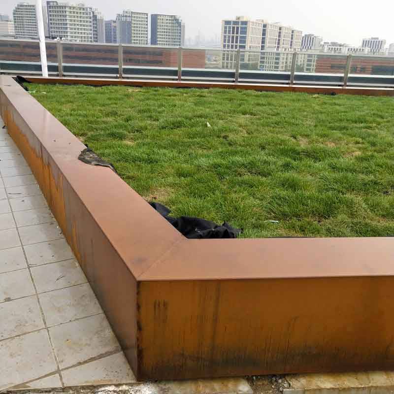 q235nh耐候锈红钢板观景花坛花箱种植池焊接安装做锈